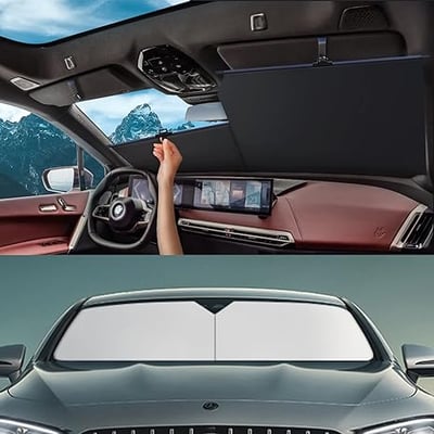 Automatic retractable car sunshade